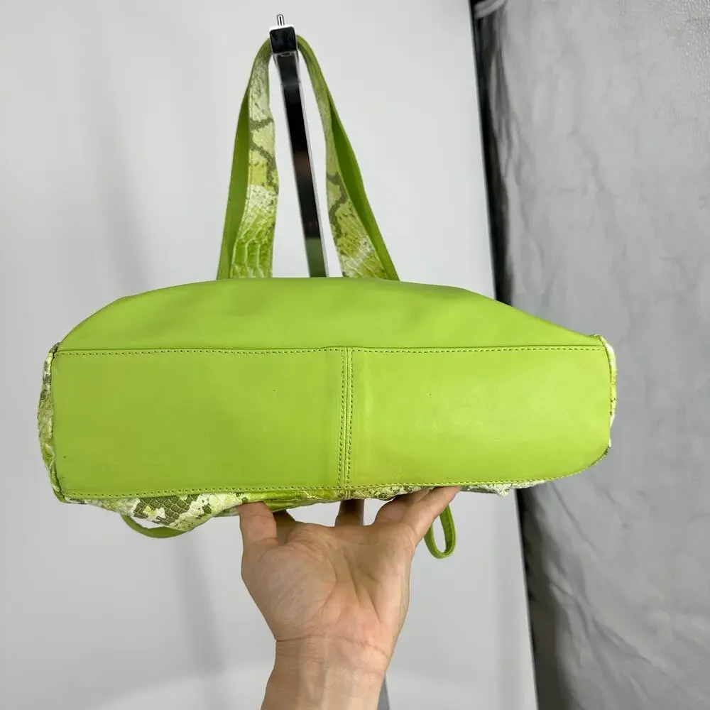 Gilda Tonelli Womens Shoulder Leather Bag Green Snake Y2K Wacky Artsy Unique